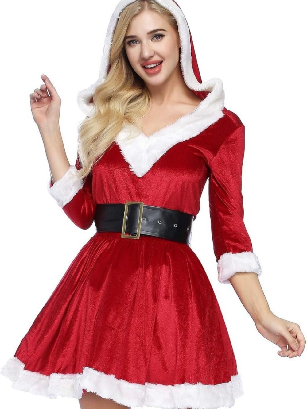 Festive Mrs. Claus Costume Set for Women - 2PC Christmas Santa Dress Outfit